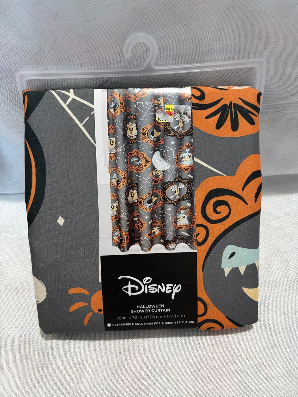Disney Halloween Shower Curtain Mickey Minnie Nightmare Before Christmas 70x70